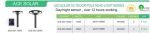 LED SOLAR OUTDOOR POLE HEAD LIGHT SERIES DETAILS